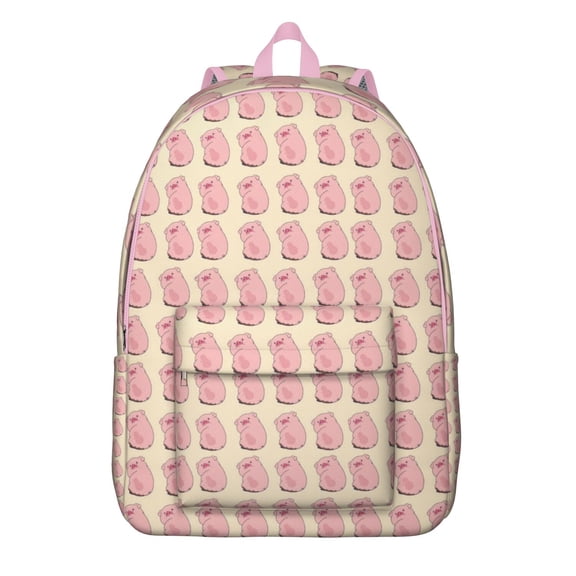 Watercolor Pig Print Backpack – Cute Farm Animal Pattern Bookbag with Artistic Cartoon Design for Travel
