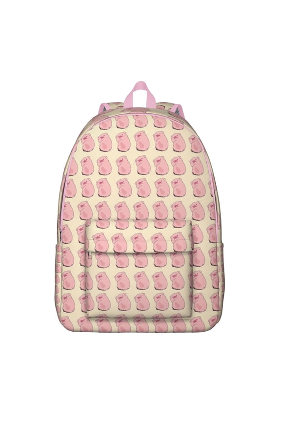 Watercolor Pig Print Backpack – Cute Farm Animal Pattern Bookbag with Artistic Cartoon Design for Travel