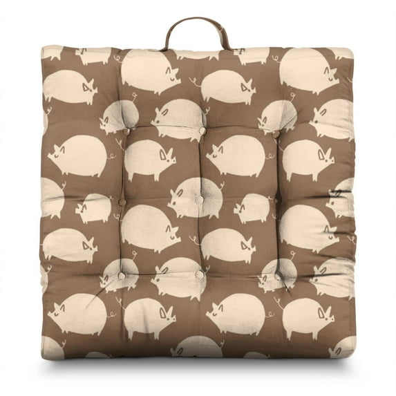 Watercolor Pig Yoga Meditation Pillow - 24" Square Supportive Cushion, Pink Pig Print, Fluffy & Regains Shape, Perfect for Cross-Legged Sitting