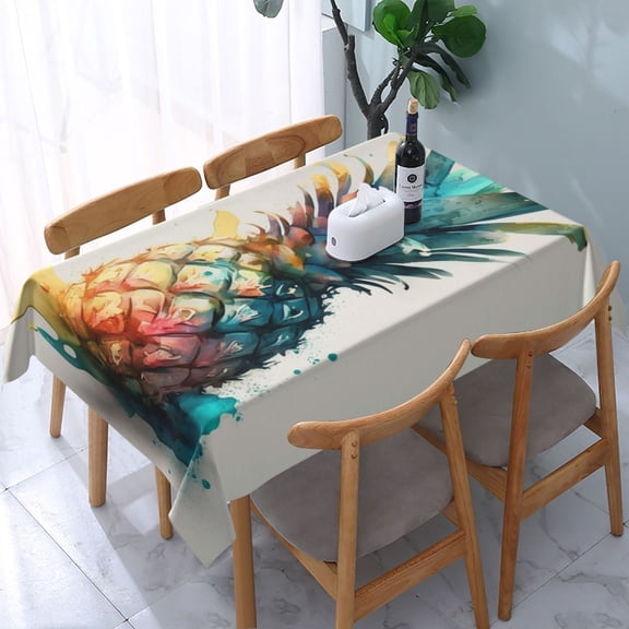 Watercolor Pineapple Art Rectangular Tablecloth 54"x 72" Waterproof Rectangle Table Cover Cloth for Kitchen Dining Room Picnic Home Party