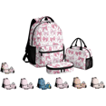 thumbnail image 1 of Watercolor Pink Bow School Backpack Elementary Bag Student Bookbag Travel Rucksack(E-Style), 1 of 6