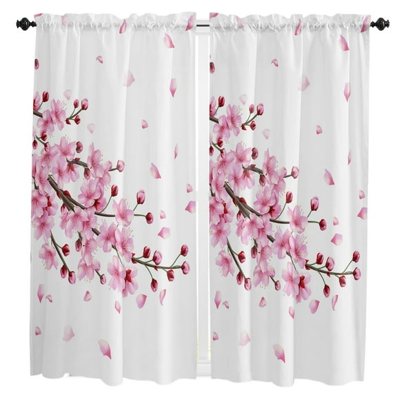 Watercolor Pink Cherry Blossom Ink Curtains For Living Room Bedroom Window Treatment Home Decoration Drapes Kitchen Curtain