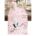 thumbnail image 1 of Watercolor Pink Cherry Blossoms White Cranes Table Runner-36 Inch Long Spring Floral Table Runners Linen Burlap Tablerunner for Kitchen Dining Room Holiday Party, 1 of 9