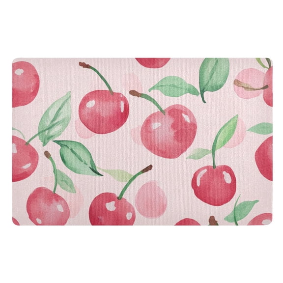 Watercolor Pink Cherry Floor Door Mat Outdoor Indoor for Home Entrance Welcome Mats 32"x20"