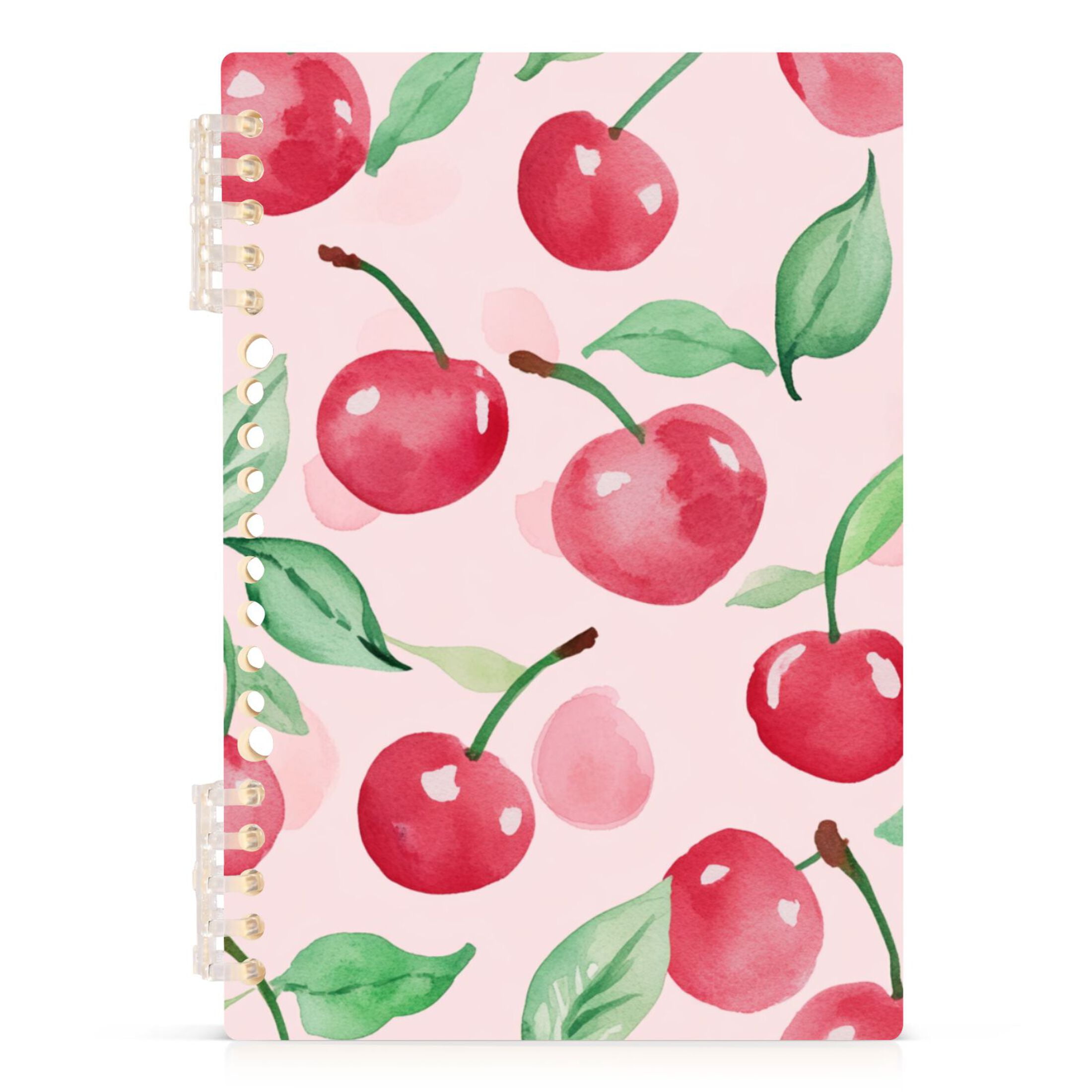 Watercolor Pink Cherry Lined Spiral Journal Notebook 60 Pages A5 ...