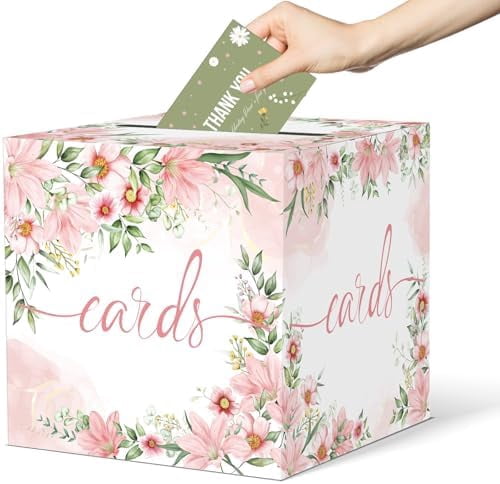 Eucalyptus Wedding Card Box | Gift Card Holder For Reception, Baby Shower, Party – 8x8 Inch