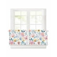 thumbnail image 1 of Watercolor Pink Flower Short Blackout Curtains 30 Inch Long Retro Leaves Garden Rod Pocket Kitchen Curtains, 2 Panels Thermal Insulated Room Darkening Drapes for Bedroom, 42"W x 30"L, 1 of 5