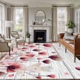 thumbnail image 1 of Watercolor Pink Flowers Area Rugs 8'x10', Washable Small Throw Rugs for Living Room Patio, Spring Flowers Botanical Wood Grain Indoor Outdoor Rug Non-Slip Low Pile Carpet Runner Reversible Floor Mats, 1 of 8