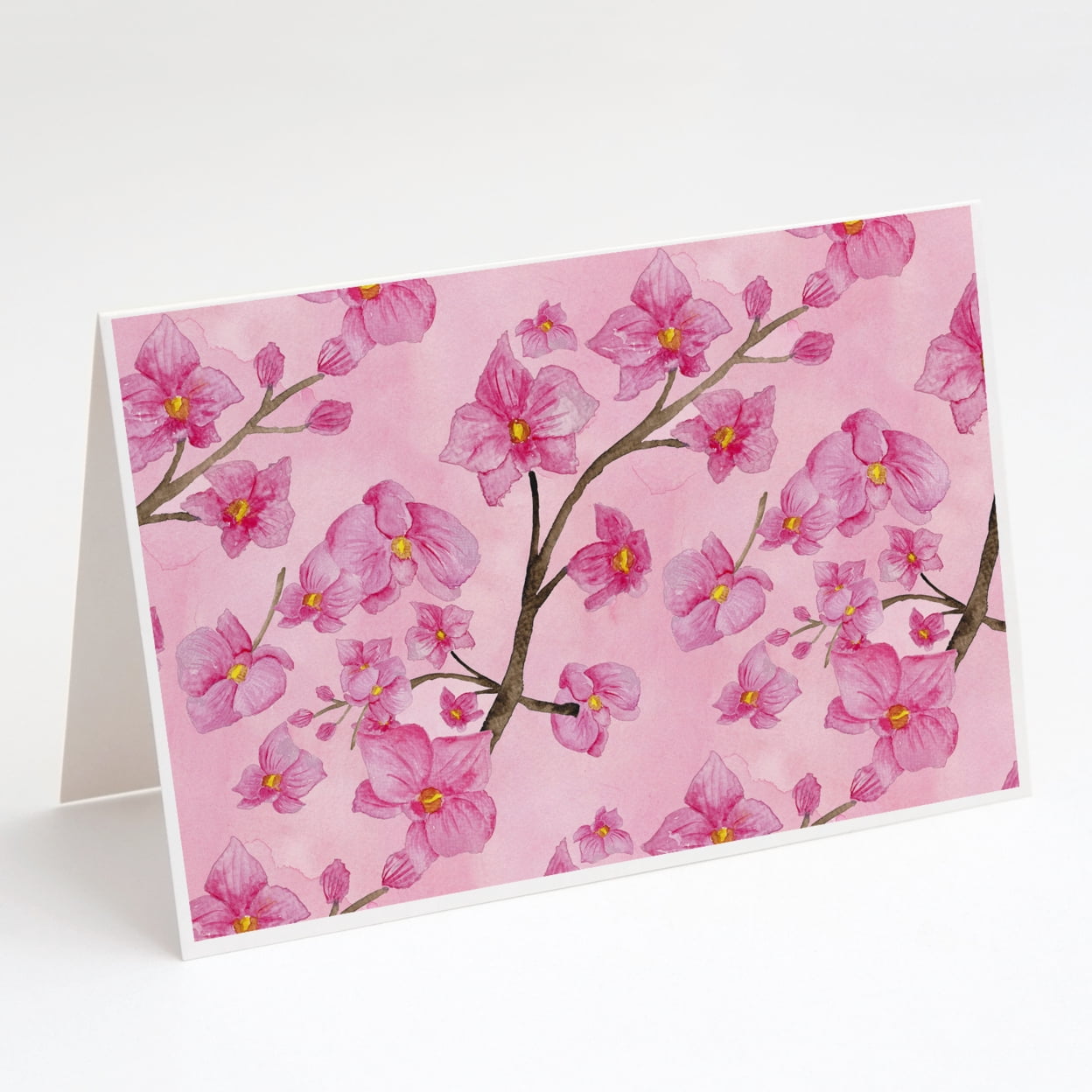 Watercolor Pink Flowers Greeting Cards and Envelopes Pack of 8