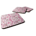 thumbnail image 1 of Watercolor Pink Flowers Grey Stripes Foam Coaster Set of 4, 1 of 3