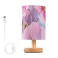 thumbnail image 1 of Watercolor Pink Flowers Table Lamp with USB Port LED Warm Light Lamp Night Light Home Decor, 1 of 7