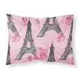 thumbnail image 1 of Watercolor Pink Flowers and Eiffel Tower Fabric Standard Pillowcase, 1 of 2