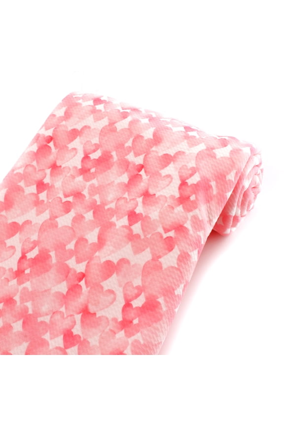 Watercolor Pink Hearts Liverpool Bullet Fabric Textured Knit Jersey 6" Strip