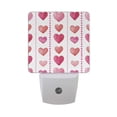 thumbnail image 1 of Watercolor Pink Hearts with Stripes LED Night Light Sensor Lamp Plug-in Adjustable Brightness 2 Pack, 1 of 7
