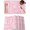 thumbnail image 1 of Watercolor Pink Lattice Placemats Set of 4,Washable Woven Burlap Cloth Fabric Placemat for Square/Rectangle/Round/Oval Dining Table,Easy Clean Place Mats for Kids Country French Style Buffalo Plaid, 1 of 6