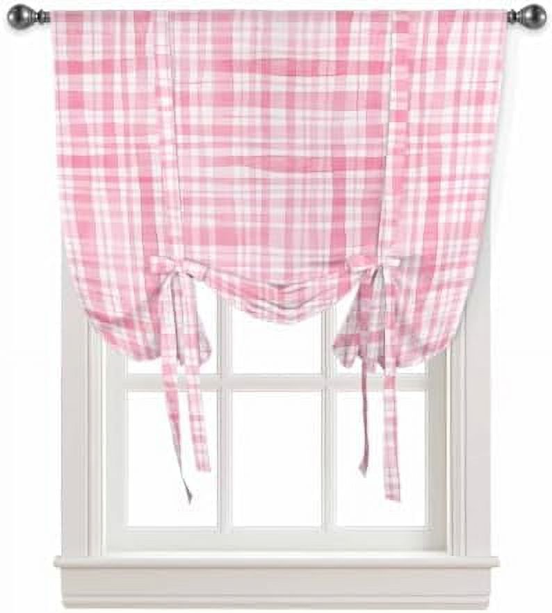 Watercolor Pink Lattice Tie Up Curtains for Kitchen Bedroom Living Room