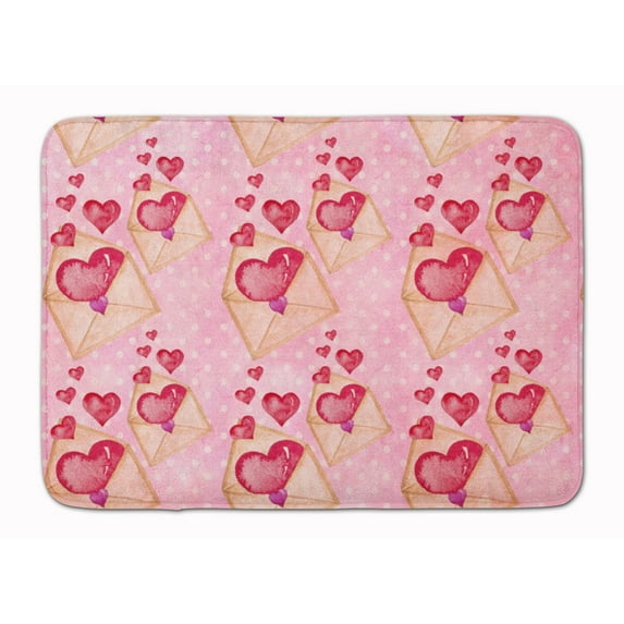 Watercolor Pink Love Letter Machine Washable Memory Foam Mat
