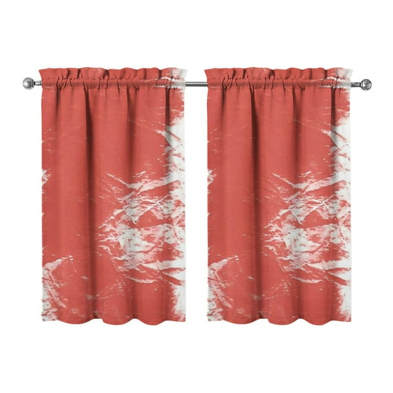 Watercolor Pink Oil Painting Kitchen Curtains - Vintage Tier Cafe Curtains for Bathroom Living RV Rod Pocket Window Drapes 36 Inch 2 Panels Set 28"x36" Window Treatment Tiers