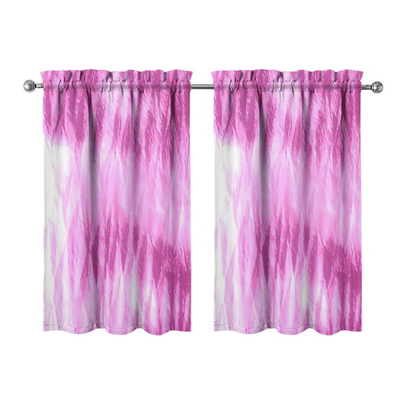 Watercolor Pink Oil Painting Kitchen Curtains - Vintage Tier Cafe Curtains for Bathroom Living RV Rod Pocket Window Drapes 36 Inch 2 Panels Set 28"x36" Window Treatment Tiers
