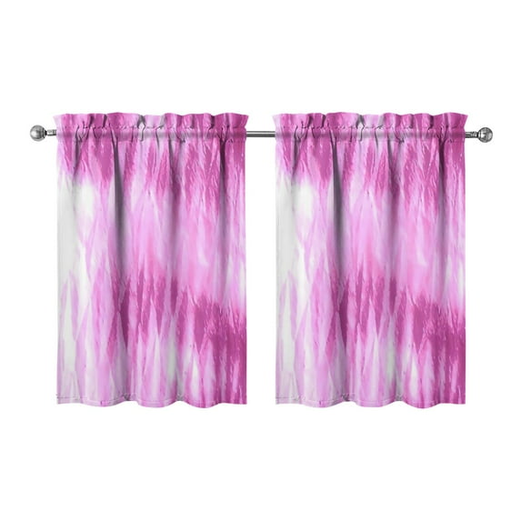Watercolor Pink Oil Painting Kitchen Curtains - Vintage Tier Cafe Curtains for Bathroom Living RV Rod Pocket Window Drapes 36 Inch 2 Panels Set 28"x36" Window Treatment Tiers