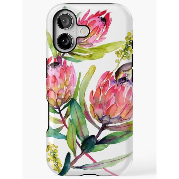 Phone For Delivery Watercolor Pink Protea Floral Tough Phone Case for Apple iPhone ...