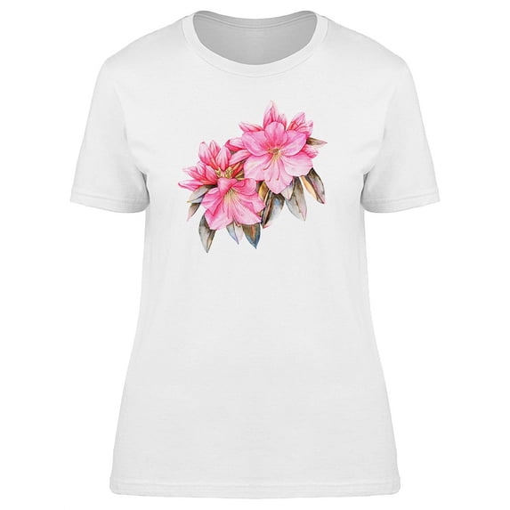 Watercolor Pink Rhododendron T-Shirt Women -Image by Shutterstock, Female Medium