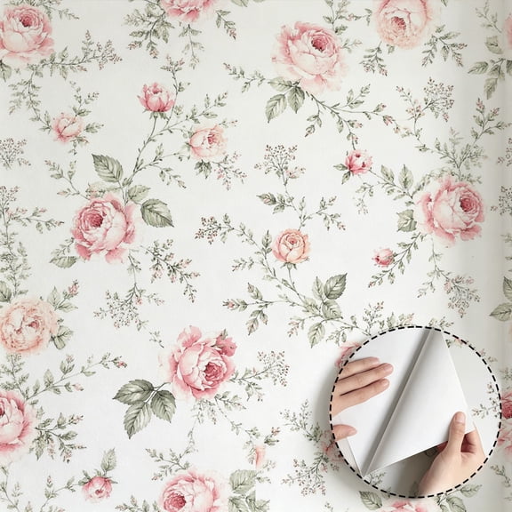 Rustic Note Paper Background White Watercolor Floral Wallpaper Boho Rustic Farmhouse Peel and Stick ...