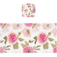 thumbnail image 1 of Watercolor Pink Roses Cotton Towel Set 2 Piece, 1 Bath Towels 1 Washcloth, Soft Fast Dry Super Absorbent Face Hand Towel for Bathroom Hotel Gym Spa and Beach, 1 of 7