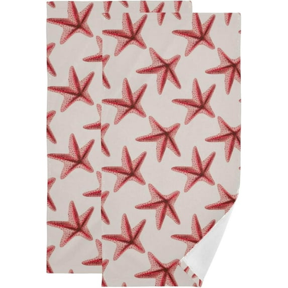 Watercolor Pink Starfish Hand Towels, Sea World Kitchen Towel Ultra Soft and Absorbent,Decorative Fingertip Face Towel for Bathroom Hotel, 2 PCS, 28.3"x 14.4"