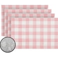 thumbnail image 1 of Watercolor Pink White Buffalo Check Plaid Placemats Set of 4 Pink Gingham Table Mats Farmhouse Spring Easter Home Table Decorations-12×18'''', 1 of 6