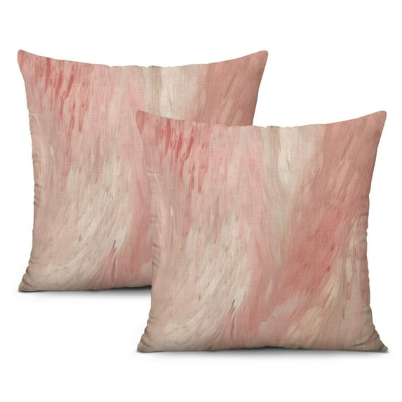Watercolor Pink and White Throw Pillow Covers 18 X 18 Inch, Set Of 2, Linen Study Sofa Cushion Cover Indoor Living Room Home Decor