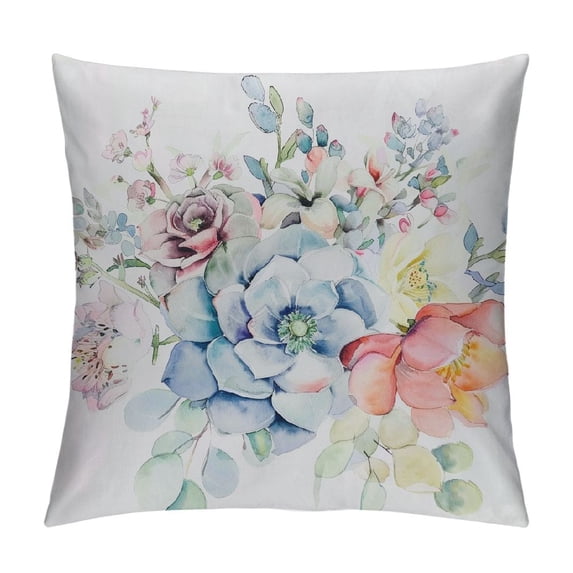 Watercolor Pink Succulent Plant Pillow Covers Decorative Outdoor Patio Couch Pillow Case Square Super Soft Cushion Cover Home Decor Plant Leaves Flower Decorations