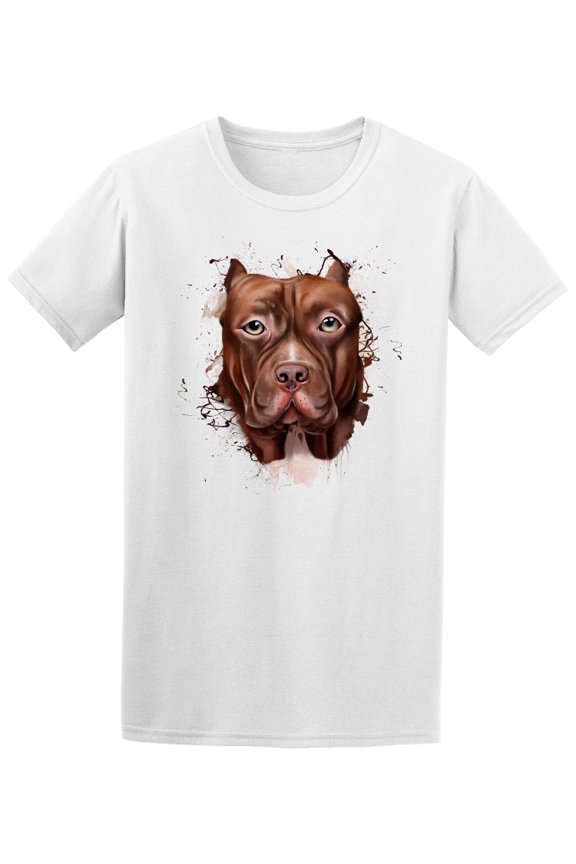 Watercolor Pitbull Splash Art T-Shirt Men -Image by Shutterstock, Male x-Large