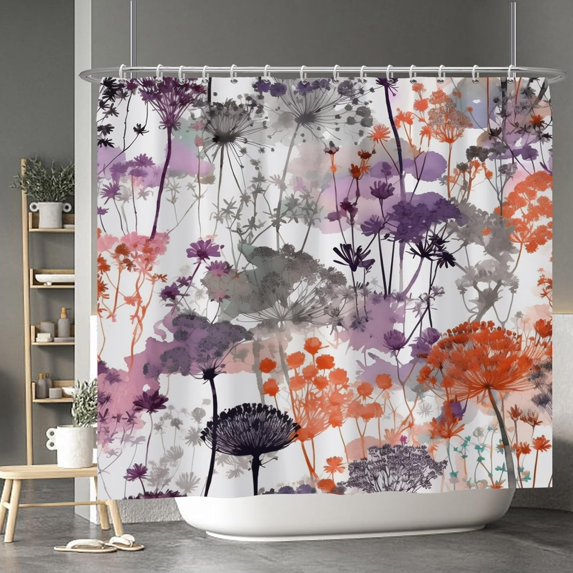 Watercolor Plants Shower Curtain Colorful Floral Abstract Flower Fashion Minimalist Decorative Artistic Shower Curtains Set for Bathroom Bathtubs Waterproof Fabric with Hooks 84x72 Inches