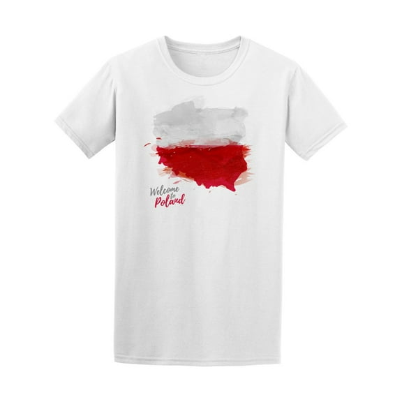 Watercolor Poland Map Flag T-Shirt Men -Image by Shutterstock, Male Medium