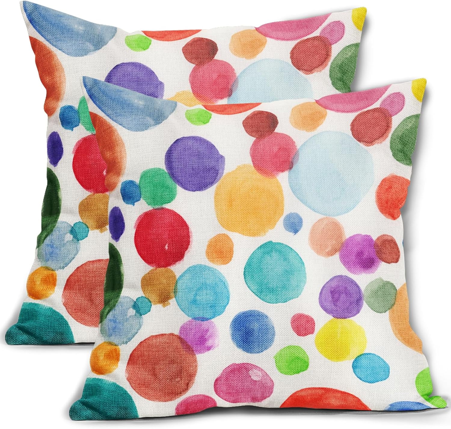 Hot Pink Polka Dot Pillow Covers 18x18 Inch Set Of 2 Yellow Grey Outdoor Decor Throw Pillows For Couch Modern Boho Watercolor Aesthetic Decorative Cushion Cases For Home Sofa Bed Decorations-407941