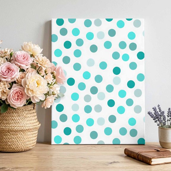 Watercolor Polka Dots Canvas Wall Art for Living Room, Coastal Teal Mint Dots Poster Print Painting for Bedroom Office Home Decoration Wall Pictures Prepare To Hang 22"x28"