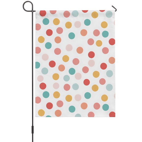 Watercolor Polka Dots House Flags For Outdoor, Boho Retro Orange Teal Red Dot Small Double Side Yard Flags Weather Proof House Decor for Lawn Outside Holiday 28 x 40 Inches