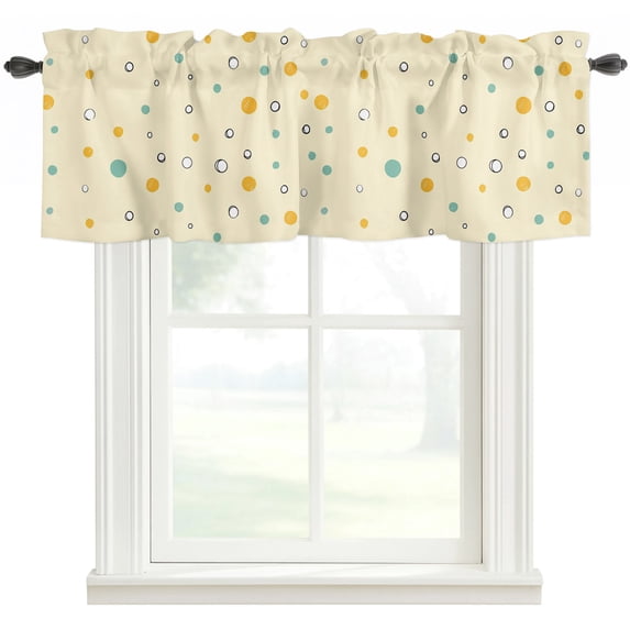 Watercolor Polka Dots Valances for Windows Farmhouse Kitchen Curtains Valances Rod Pocket Valance Curtains for Windows Modern Minimalist Art Yellow Window Valances for Bathroom Bedroom 42"x18"