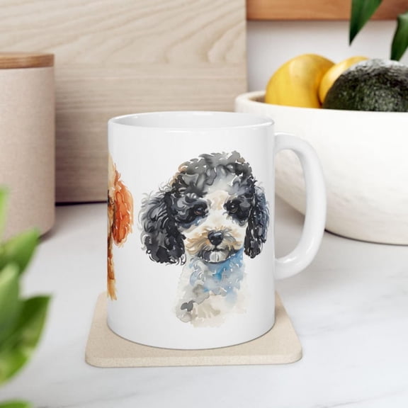 Watercolor Poodle Head Ceramic Mug, oz, oz - Dog Lover Gift, Coffee Cup, Tea Mug, Pet Owner Gift, Animal Lover Gift, Unique Poodle Gift.