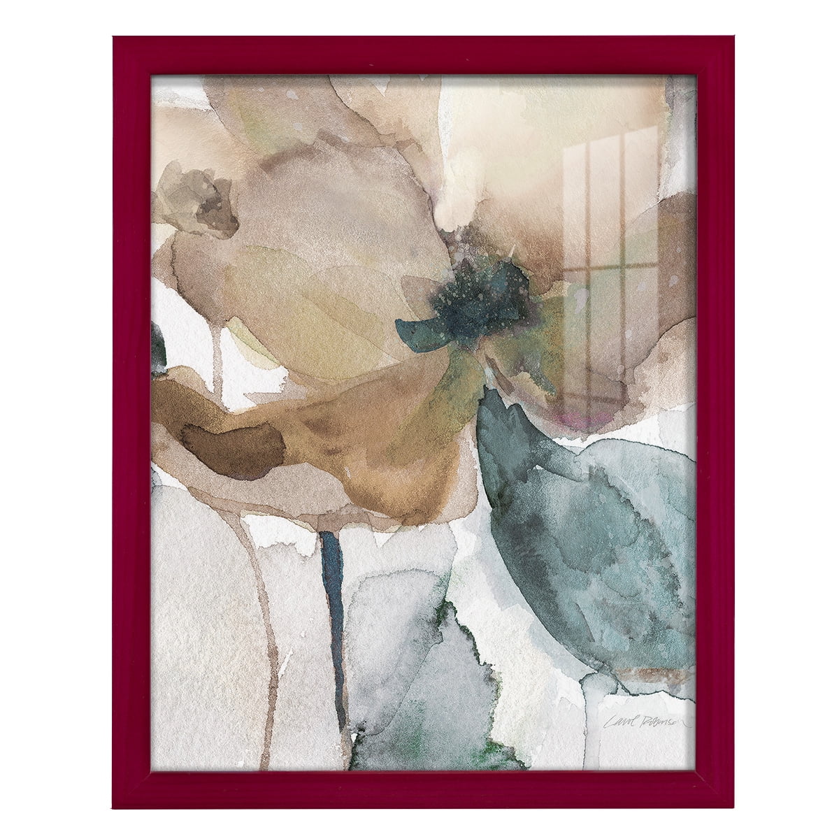 Watercolor Poppy I -Framed Print w/glass-Cherry Red