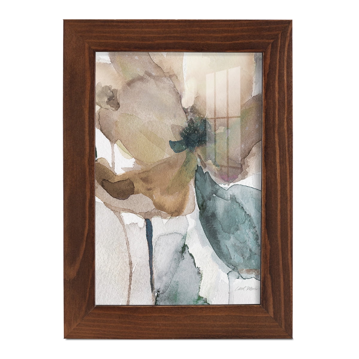 Watercolor Poppy I -Framed Print w/glass-Chestnut