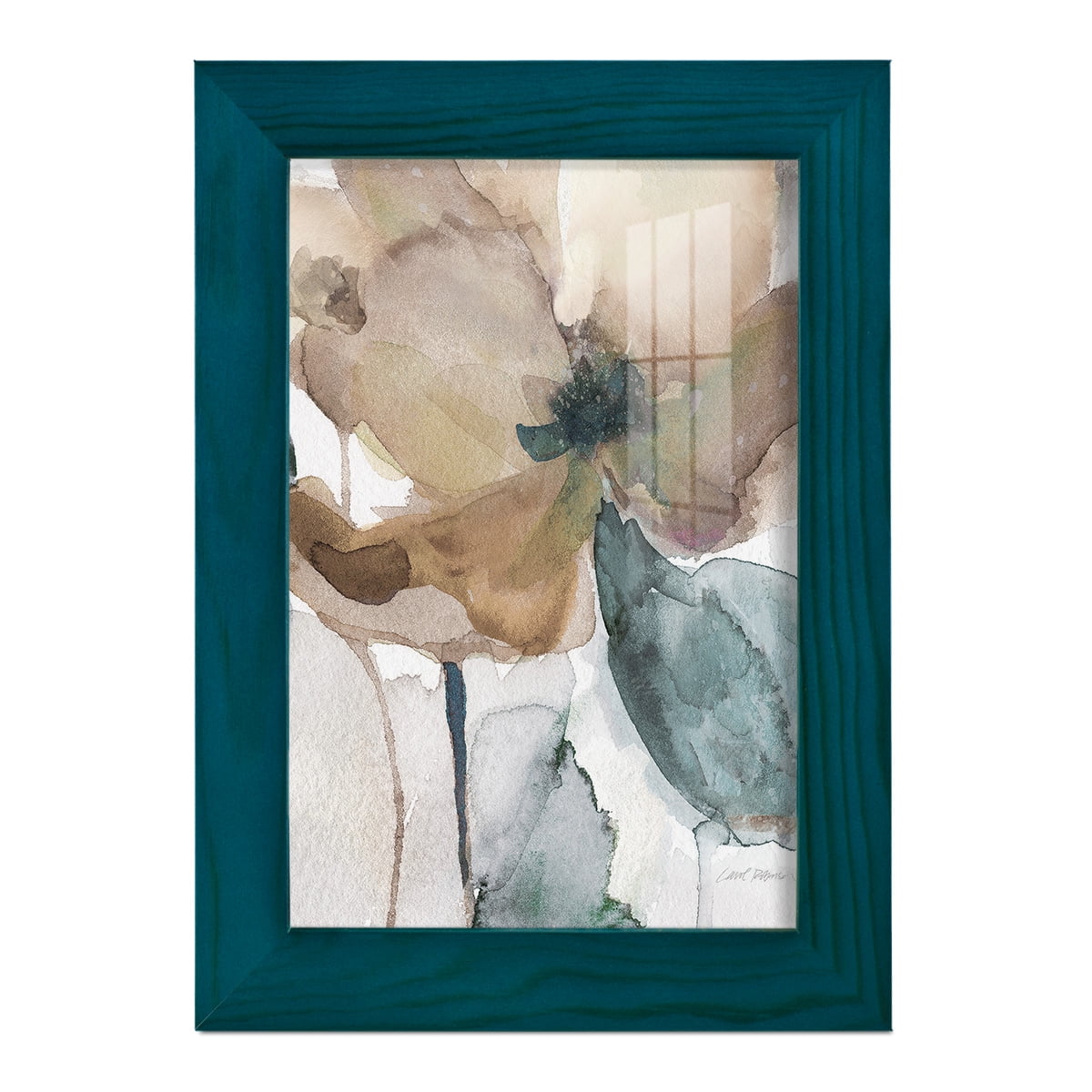 Watercolor Poppy I -Framed Print w/glass-Ocean Blue