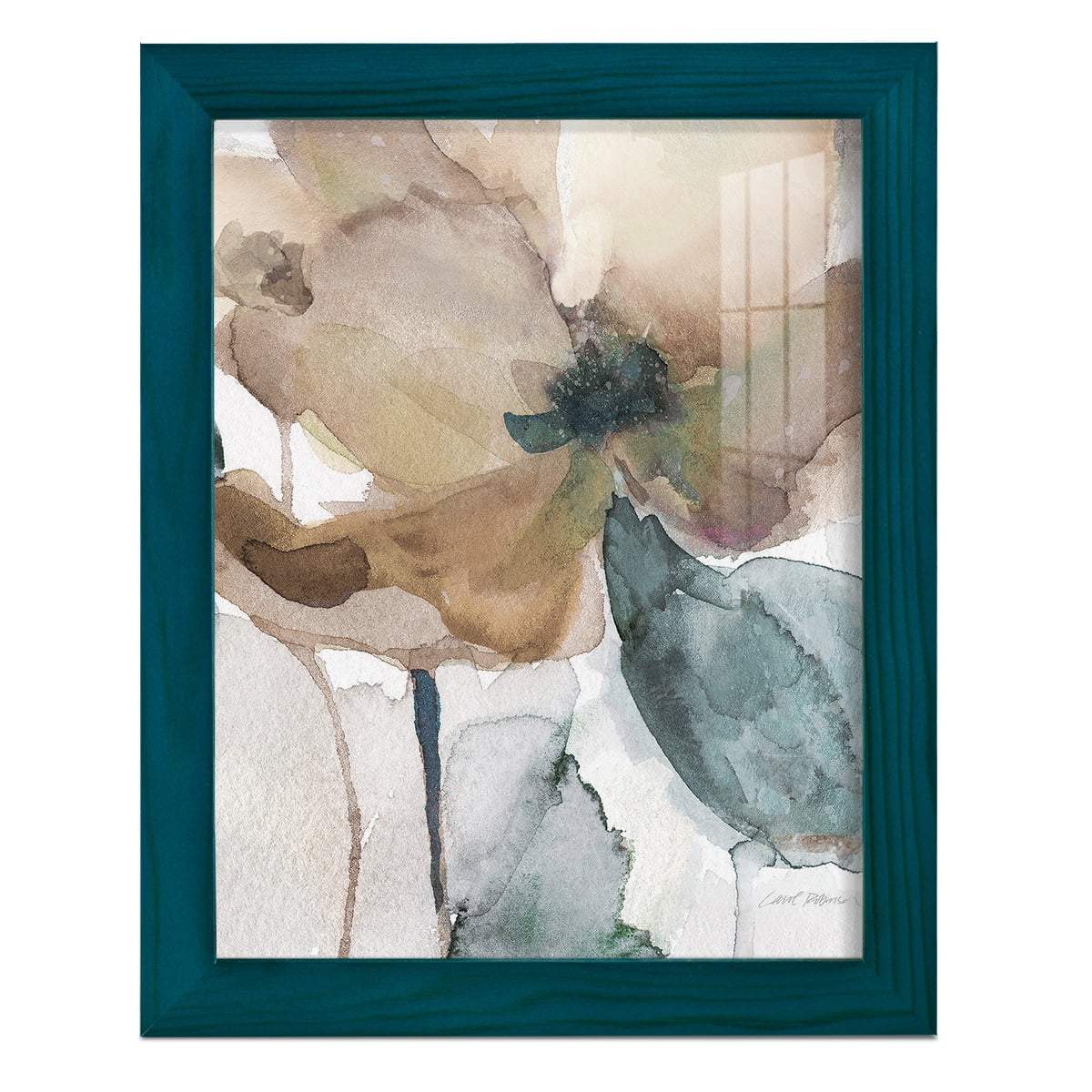 Watercolor Poppy I -Framed Print w/glass-Ocean Blue