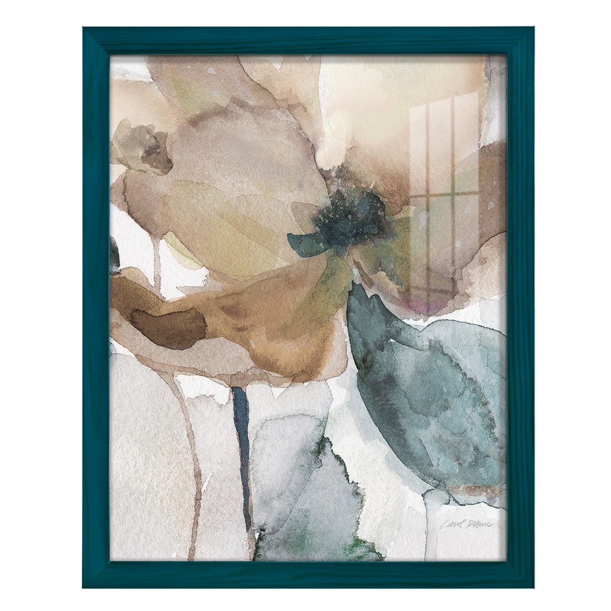 Watercolor Poppy I -Framed Print w/glass-Ocean Blue
