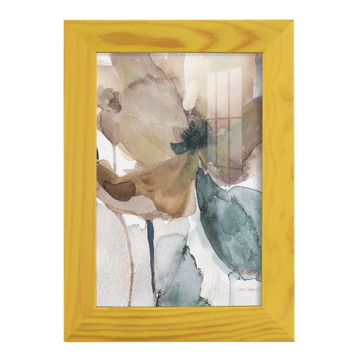 Watercolor Poppy I -Framed Print w/glass-Sunflower Yellow