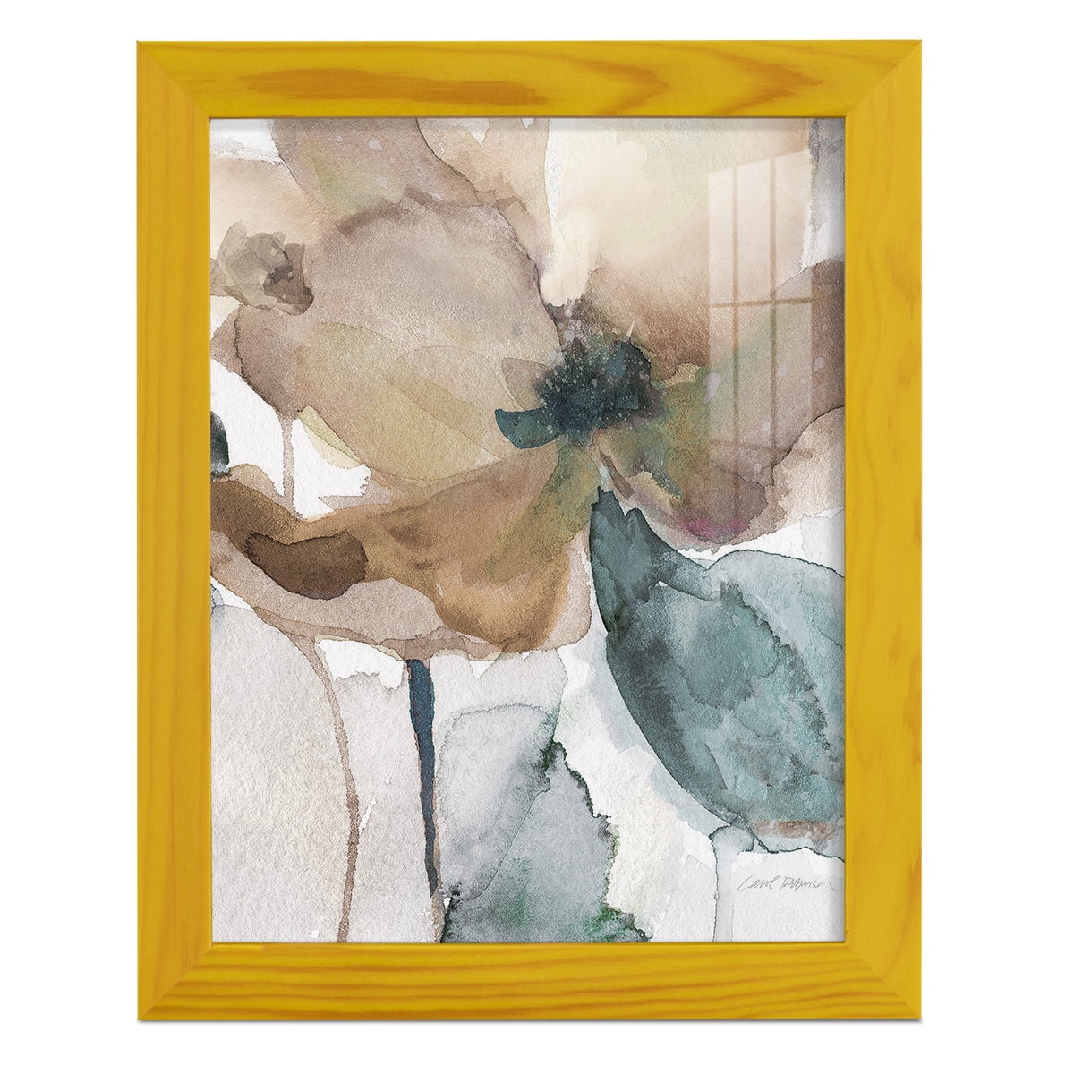 Watercolor Poppy I -Framed Print w/glass-Sunflower Yellow