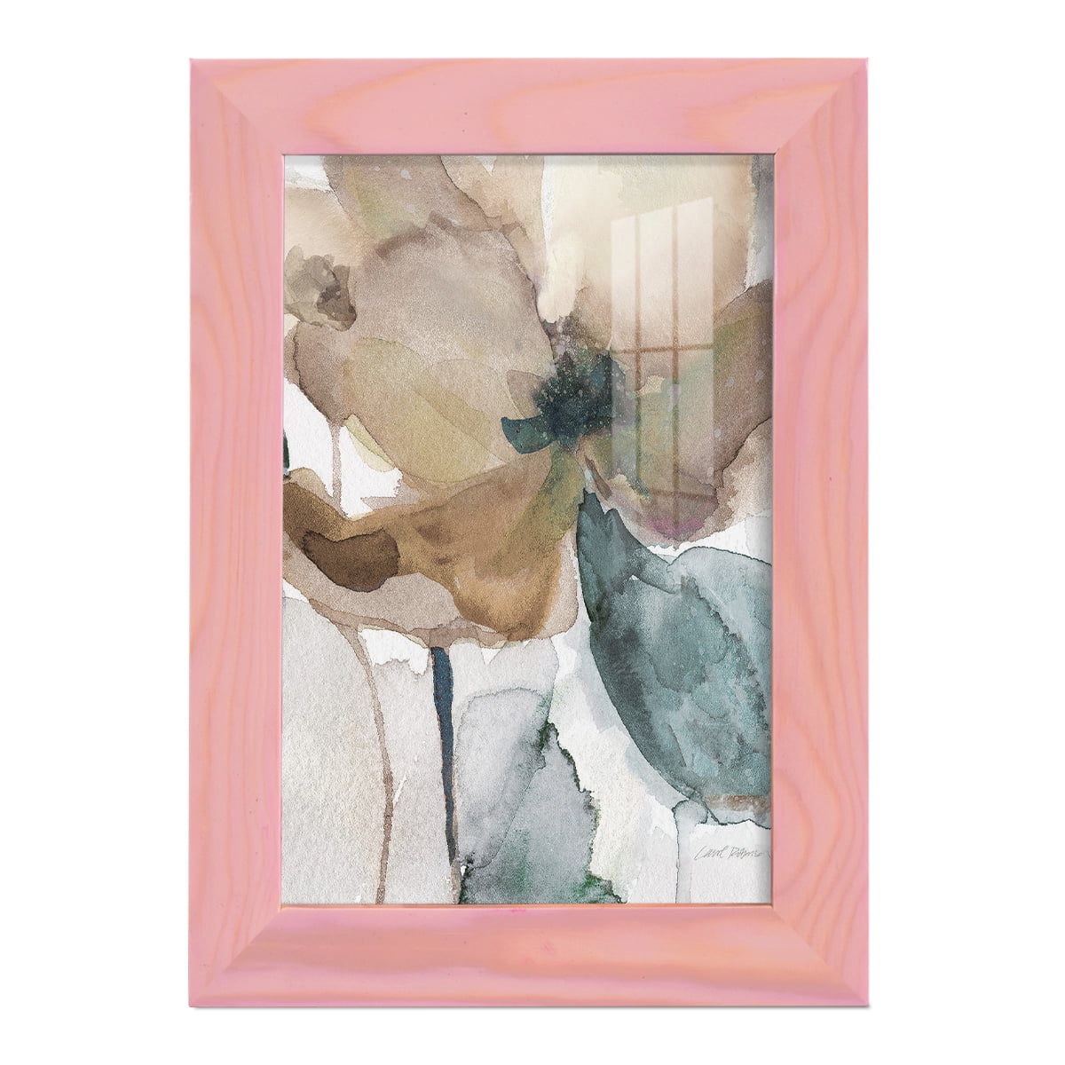 Watercolor Poppy I -Framed Print w/glass-Sunset Pink