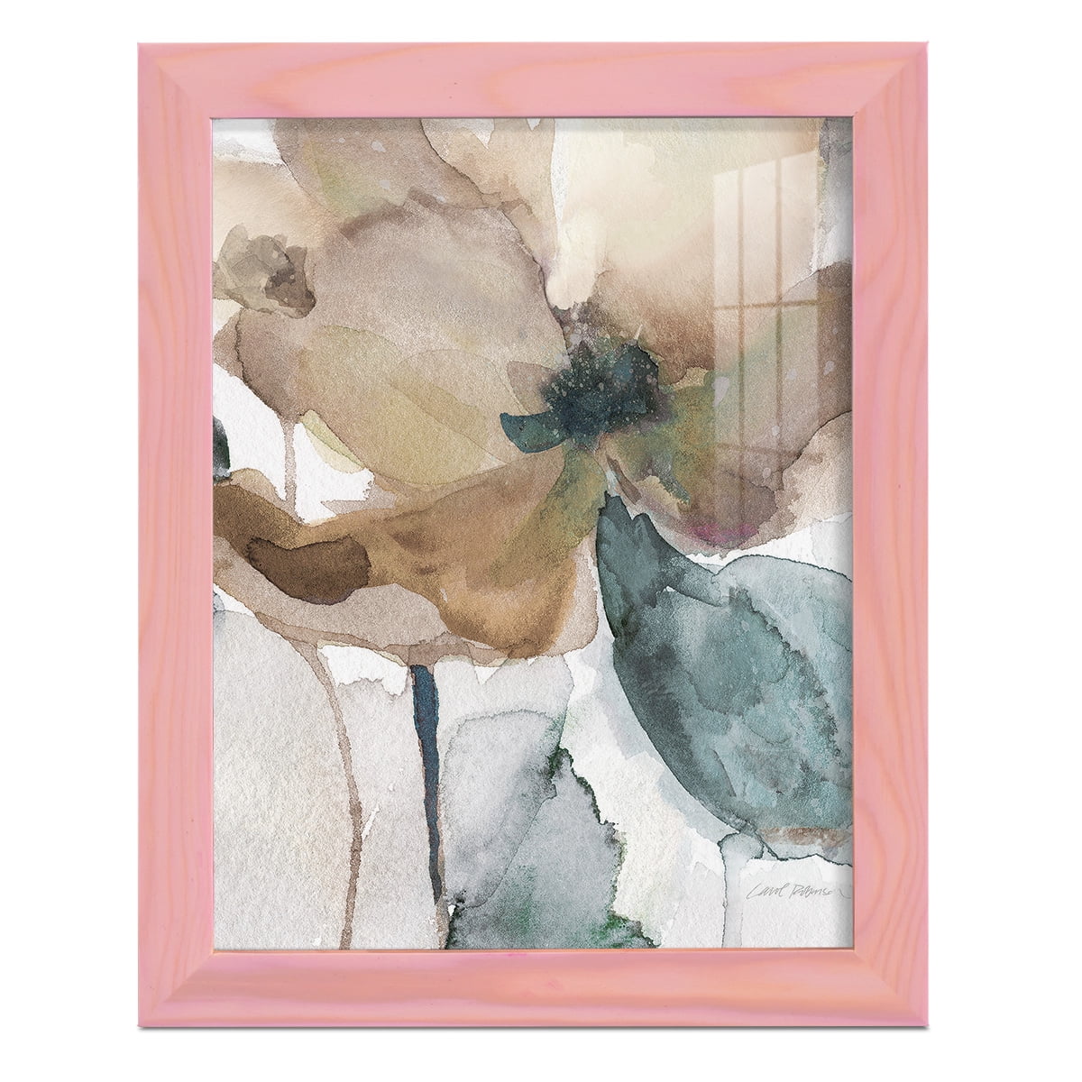 Watercolor Poppy I -Framed Print w/glass-Sunset Pink