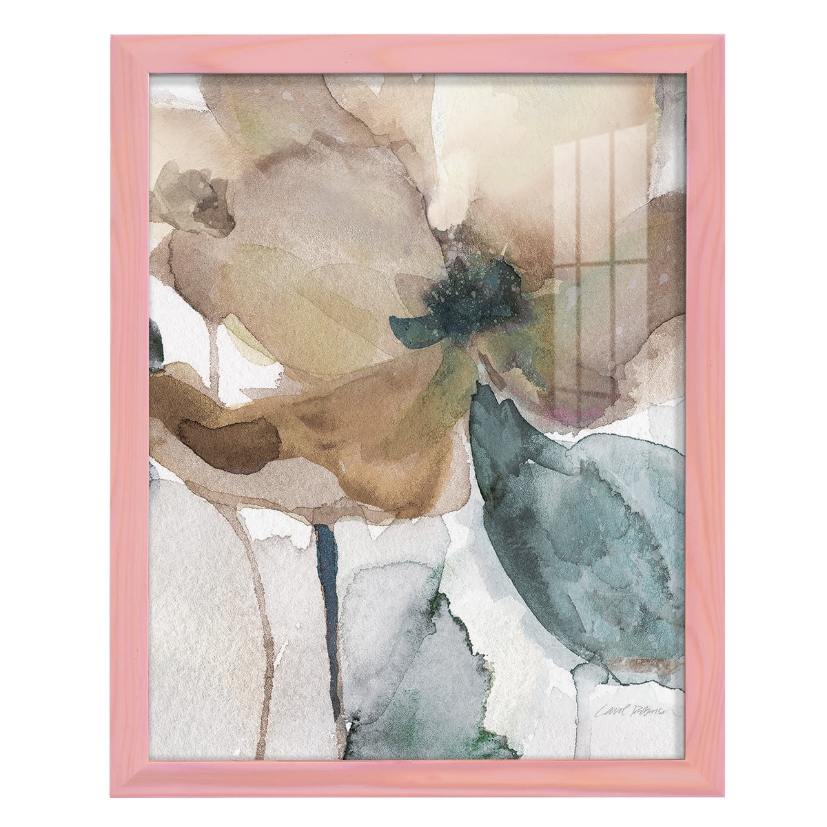 Watercolor Poppy I -Framed Print w/glass-Sunset Pink